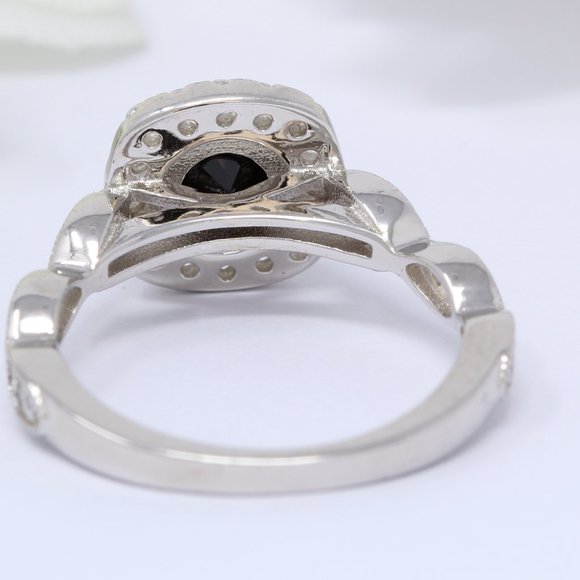 1.00 Carat Round Black Diamond CZ Art Deco Wedding - Picture 3 of 3